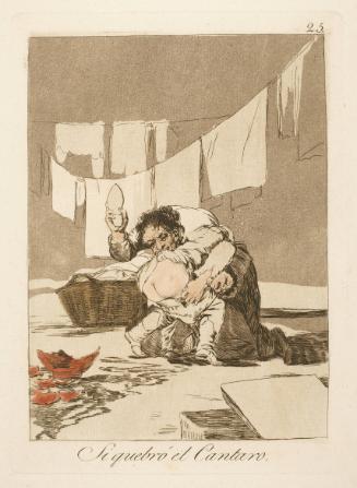 Yes he broke the pot   Plate 25 from "Los Caprichos"