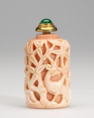 Snuff Bottle, with carved birds and bamboo