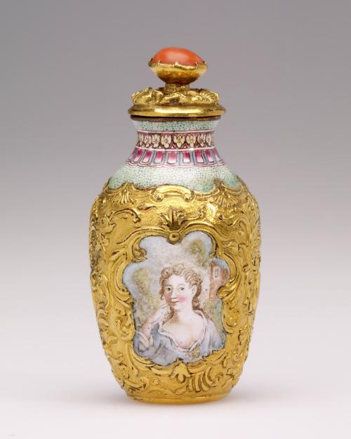 Snuff Bottle, with portrait of European lady