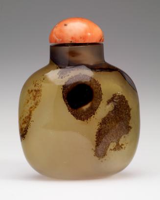 Snuff Bottle, with carved silhouette of a bird and sun