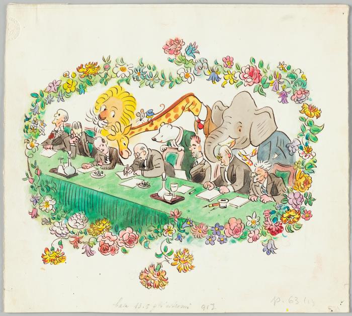 The Statesmen agree to World Peace, Illustration for page 61 from The Animals' Conference