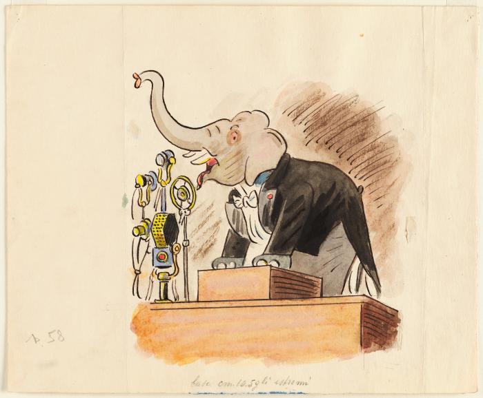Oscar the Elephant's Speech, Illustration for page 58 from The Animals' Conference