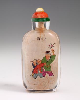 Glass painted snuff bottle with boys