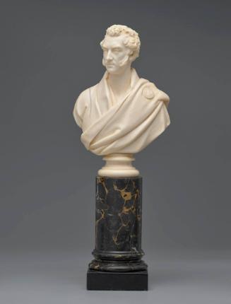 Bust of a Man wearing a loosely draped cloak with round pin, probably Alan Cunningham or John Forbes