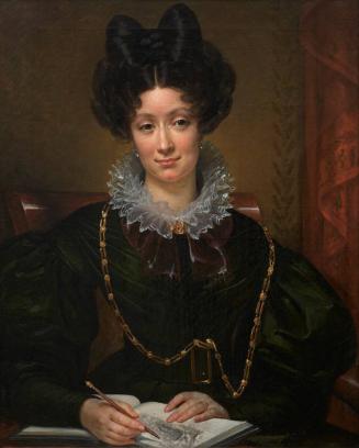 Portrait of an Artist Drawing a Landscape in her Sketchbook