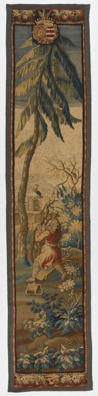 Woodcutter under pine tree