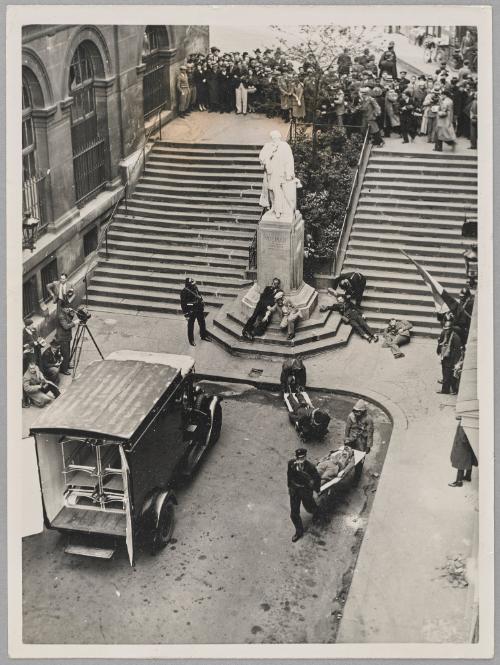 Realistic Gas Masks in Air Attack Defence Measures Tested in Paris.