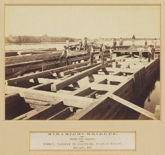 Miramichi Bridges: South West Branch Pier I, caisson in position, partially built. 15th Sept., 1873