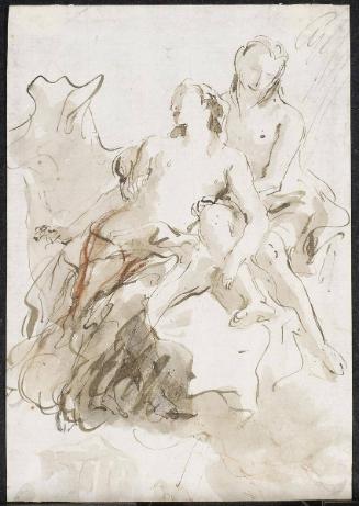 Two Figures Seated on Clouds: Study for a Ceiling