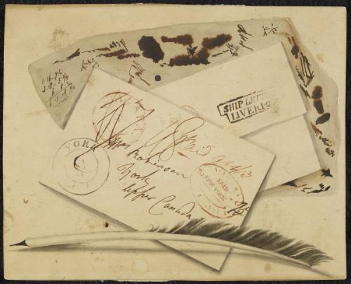 Trompe L'Oeil Letter to Mrs. Robinson, York, Upper Canada