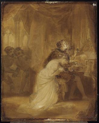 Four illustrations from William Hayley's "Triumph of Music" (London: J. Seagrave, 1804): At morning's dawn she stood beside my bed (panel 1); She watch'd o'er her musician, and her bard (panel 2); Melodius prayer (panel 3); Bless the child (panel 4)