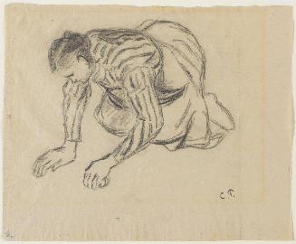 Study of a Woman Kneeling on the Ground to Pick Apples