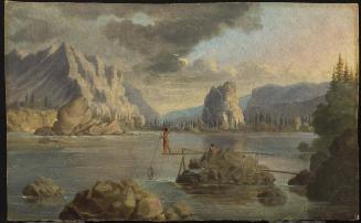 Below the Cascades, Columbia River with Indians Fishing