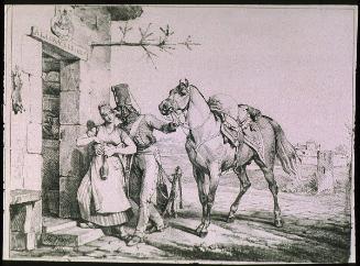 Hussard embrassant une servante