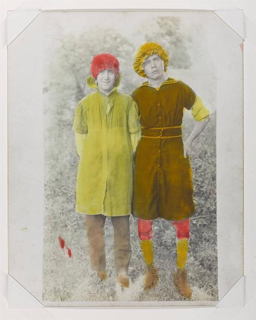 [Two men in women's bathing costumes]