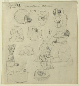 Ideas for Sculpture: Studies for 'Two Forms' and 'Carving' (recto);Ideas for Sculpture: Study for 'Mother and Child' (verso)