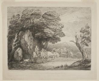 Wooded Landscape with Two Country Carts and Figures