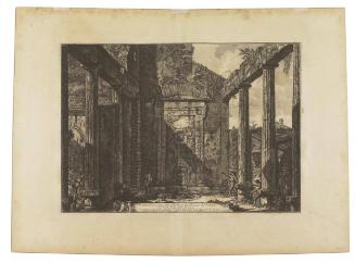 View of the present state of the interior of the pronaos of the Temple of hercules in the city of Cori from the Antichità de Cora (Antiquities of Cora)