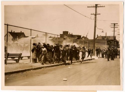 American Strikers Routed with Tear Gas.
