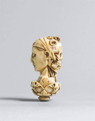 Rosary Pendant: Death Mask and Skull Eaten by Worms and Lizards