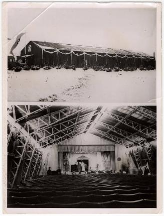 Theatre on Wheels. A new type of theatre created by the "Pwer through Joy" organization was inaugurated by the leader of the German Labor Front, Dr. Robert Ley, in the presence of Reichminister Dr. Jos. Goebbels on a factory site in norther Berlin.
