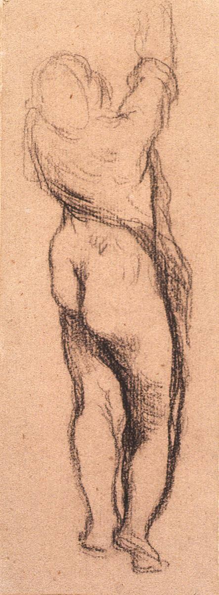 Back View of a Draped Standing Female Nude (recto); Study of Two Figures (verso)