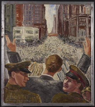 Pavlichenko and her comrades at the Toronto City Hall