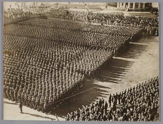 In Rome, on the 19th anniversary of the founding of the Blackshirts, a fascist milita, a solemn tribute was made to fallen Blackshirts. In the Italian capital, troops marched in columns before the Duce (Mussolini) who awarded 39 Golden Badge of Courage to