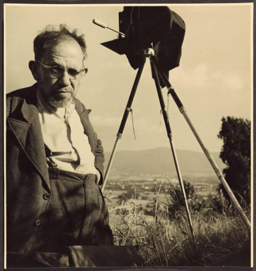 Josef Sudek with camera in the Beskid