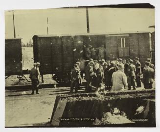 Mass deportation, residents boarding freight wagons to Auschwitz at the Radogoszcz station