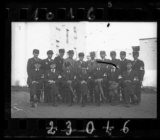 Group portrait of Jewish policemen in the ghetto