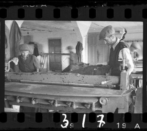 Workers in the leather factory