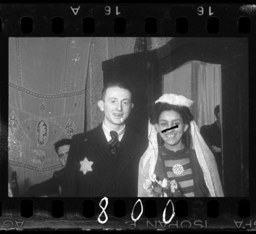 Portrait of the bride and groom at their wedding in the ghetto