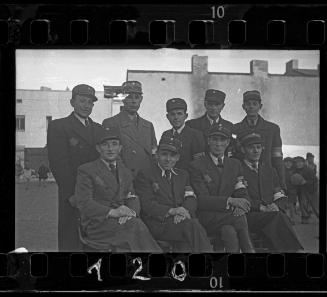 Group portrait of Jewish police in the ghetto