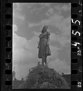 Portrait of Stefania Schoenberg, with church in the background