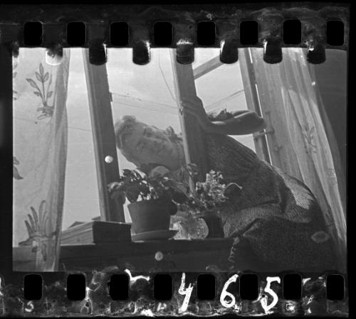 Portrait of Stefania Schoenberg posing in the window