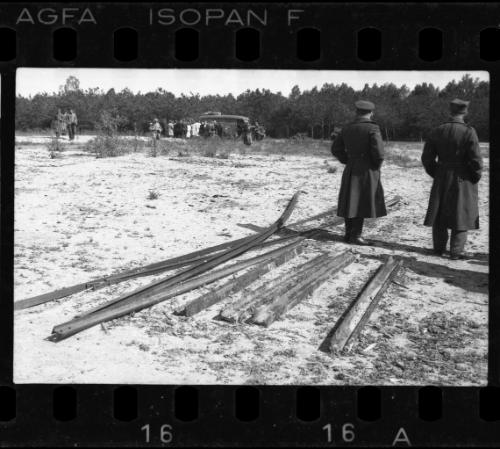 Field with rails in the ghetto after liberation