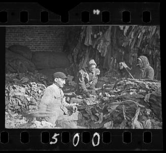 Residents sorting belongings left behind after deportation