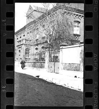 Exterior of the Kriminalpolizei "Kripo'" (German: Criminal Police) building in the ghetto