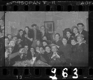 Residents celebrating at a dinner party