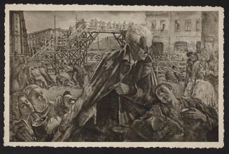 Postcard with portrait painting of Mordechai Chaim Rumkowksi by Obraz Leizerowitza