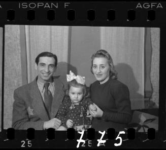A ghetto family [Jakob Stopnicki, with daughter Krysia and wife Tania (nee Biderman)]