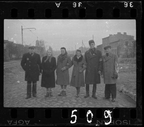 Stefania Schoenberg standing with residents in the street