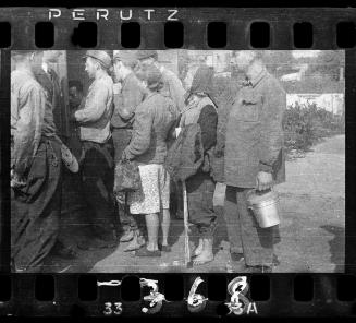 Line-up of residents outside of doorway