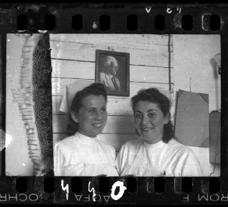 Nursing staff with portrait of Mordechai Chaim Rumkowksi, in the hospital