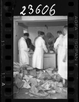 Hospital workers sorting provisions