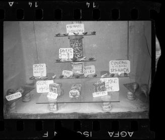 Window display of a shop selling sweets and spices