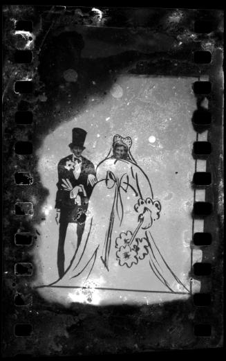 Henryk Ross's caricature of himself and Stefania in fashionable wedding outfits
