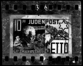 A suggested design for a postage stamp to be issued by the Judenrat in the Lodz Ghetto, designed by Henryk Ross