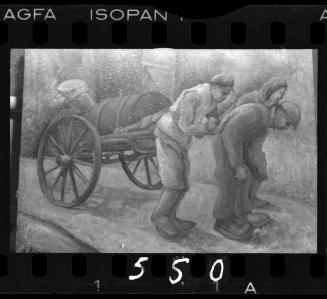 Painting of workers pulling fecal wagon by unknown ghetto artist